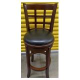 Wood Barstool w/ Black Padded Seat