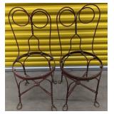 Red Twisted Iron Ice Cream Chair Frames