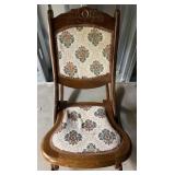 Wooden Upholstered Rocking Chair w/ Floral Pattern