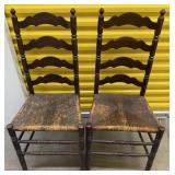 Ladder Back Wood Chairs w/Rush Seats