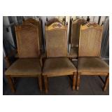 6pc Oak Cane Back Dining Chairs w/Upholstered Seat