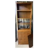 Wood Bookcase w/ Four Drawers and Door
