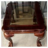 Traditional Dark Wood Accent Table w/ Glass