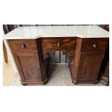 Marble Top Flame Mahogany Sideboard w/ Drawers