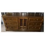 Drexel Walnut Six-Drawer Dresser w/ Center Cabinet