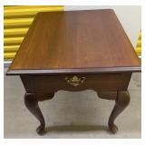 Queen Anne Style Cherry Side Table w/ Drawer