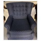 Upholstered Blue Armchair w/Tufted Back