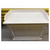 White Painted Wood Storage Chest w/Hinged Lid