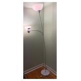 White Torchiere Floor Lamp w/ Reading Arm