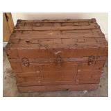 Large Wood Steamer Trunk w/ Metal Hardware
