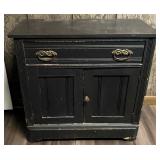 Black Wooden Cabinet w/ Drawer and Doors