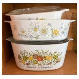 Pyrex L'Echalote & Daisy Baking Dishes w/Lids