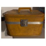 Yellow Vinyl Train Case w/ Key and Handle