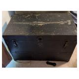 Wood and Metal Storage Trunk w/ Patterned Lining
