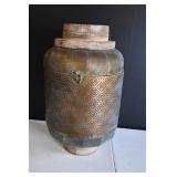 Vtg Foreside Boho Wood & Brass Lantern