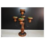 Vtg Homco Wood & Metal 5 Arm Candleabra