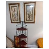 3 Framed Prints & 1 Corner Shelf