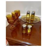 Assorted Amber Glass Items