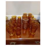 16 pcs Fostoria Amber Glasses