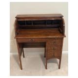 Wooden Roll-Top Writing Desk