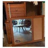 Wooden Dresser and Mirror Set