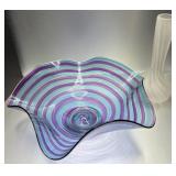 Art Glass Bowl and Frosted Vase
