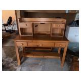 Wooden Desk With Hutch and Drawers
