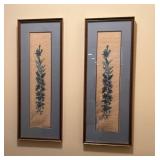 Framed Floral Needlework Pair