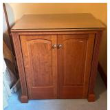 Wooden Sewing Cabinet with Glass Top