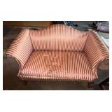 Red and White Striped Loveseat