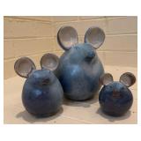 Three Ceramic Mice Figurines