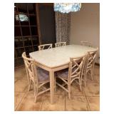 Vtg.Coastal Boho Rattan Style Table w/Chairs