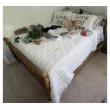 Queen Size Wood Bed Frame w/Turned Posts
