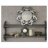 Glass Decor, Metal Basket w/ Gold