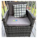 Wicker Patio Armchair w/Cushions & Pillow