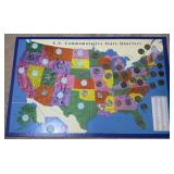 U.S. State Quarters Collector Map w/ Quarters