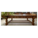 Wood Coffee Table w/ Turned Legs & Drawer
