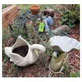 Garden Ornaments, Metal Stand & Pots Group