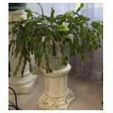 Ceramic Planter Pot w/ 22' Stand and Plant