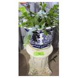 MCMI Ceramic Pedestal w/ Blue Planter