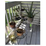 Metal Plant Stands w/ Potted Plants