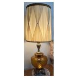 Amber Glass Table Lamp w/Fabric Shade