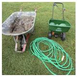 ACE Wheelbarrow, Scotts Spreader & Hose