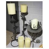 Wrought Iron Candle Holders w/ Pillar Candles