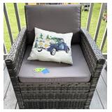 Wicker Patio Chair w/Cushions & Pillow