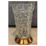 Pressed Glass Vase w/ Copper-Tone Base