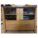 Wood Media Console w/ Glass Doors