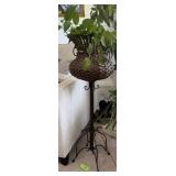 Metal & Wicker Plant Stand Basket
