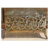Glass and Brass Ornate Trinket Box