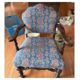 Floral Upholstered Armchair and Bench